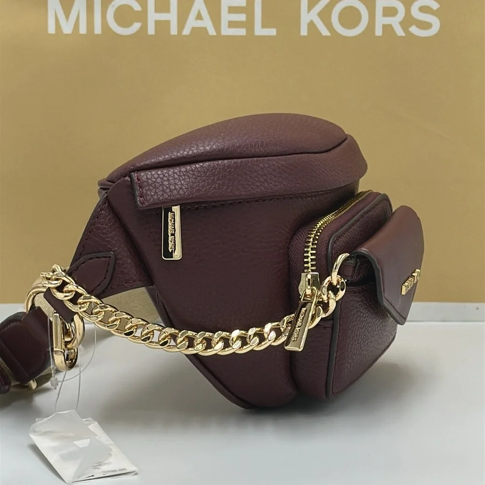Michael Kors Maisie 2 In 1 Small Leather Waist pack Fanny pack Bag (Oxblood) MK